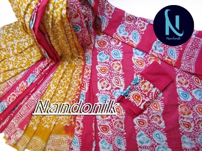 Picture of Cotton Moom Batik Sharee With Extra Blouse piece 