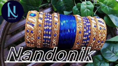 Picture of Bridal Metal Velvet Bangles Set /  Bridal Churi Set 