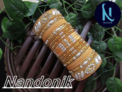 Picture of Bridal Metal Thread Bangles Set /  Bridal Churi Set/  Metal Suta Churi 