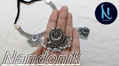 Picture of Elegant & Trendy Oxydized Silver Jewellery Set of Necklace and Earring for Women 