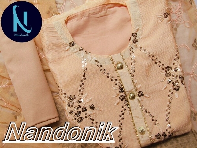 Picture of Indian Gorgeous Lukhnow Unstitched Three piece (with extra sleeve and inner) 