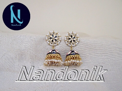 Picture of Indian Joypuri Meenakari Jhumka Earring/ Joypuri Kaner Dul