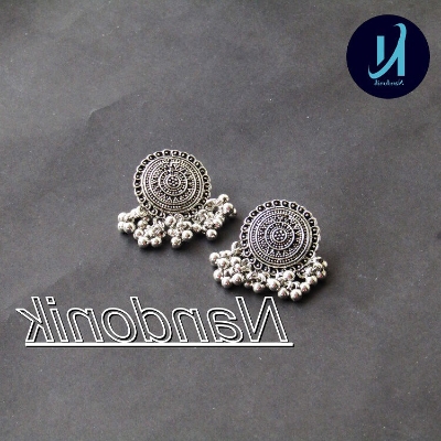 Picture of Oxidized Silver Kanpasha Earrings for Women 