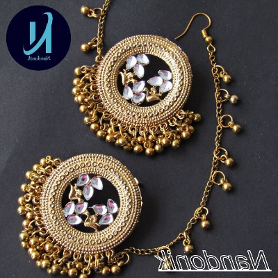 Picture of Antique Stone  Soth Indian Bahubali Kanpasha Earrings With Tana for Women 