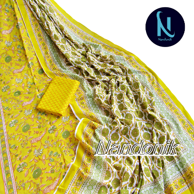 Picture of Exclusive Screenprinted Joypuri Patel Cotton Unstitched Three Piece 