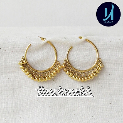 Picture of Antique Golden Gajra Hoop Earrings for Women 