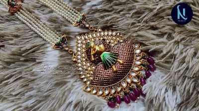 Picture of Elegant & Gorgeous Party-wear Artificial (faux) Pearl Stone Necklace,Earring Women / Women Jewellery Set Multicolor