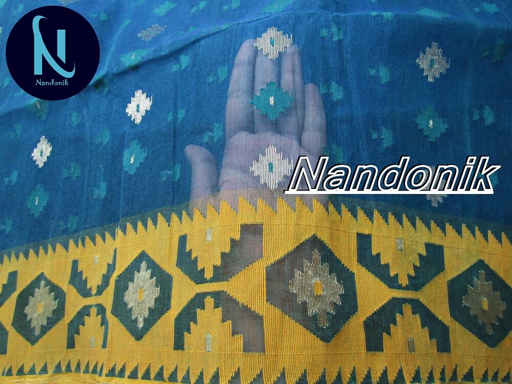 Picture of Handloom Dhakai Jamdani Saree with Extra Jamdani Blouse Piece Multicolor