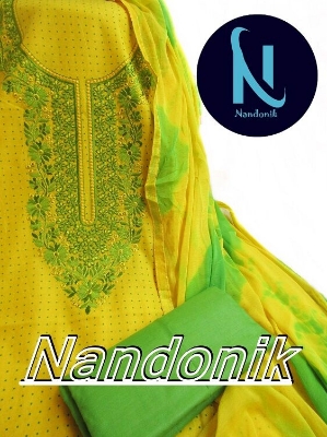 Picture of Exclusive Indian Boutique Unstitch Three Piece With Extra Sleeves Multicolor