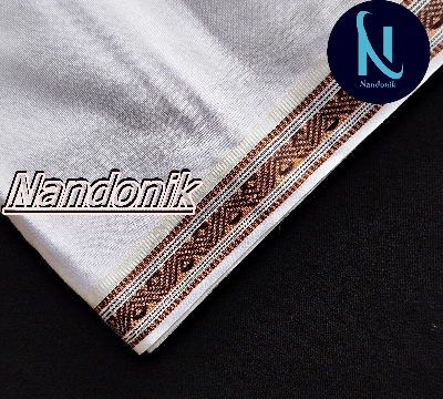 Picture of White Unstitched Dhoti Chikon Parer Sada Dhuti Multicolor