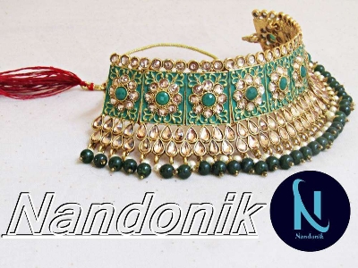 Picture of Elegant & Gorgeous Party/Bridal Meenakari Necklace,Earring and Tikli Set for Women / Women Jewwllery Set Multicolor