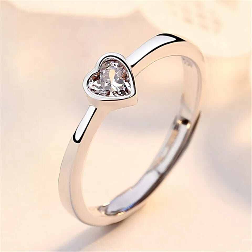 Picture of Stylish Couple Ring Set for Men & Women – Adjustable Promise Rings for Lovers - Silver