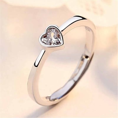 Picture of Stylish Couple Ring Set for Men & Women – Adjustable Promise Rings for Lovers - Silver