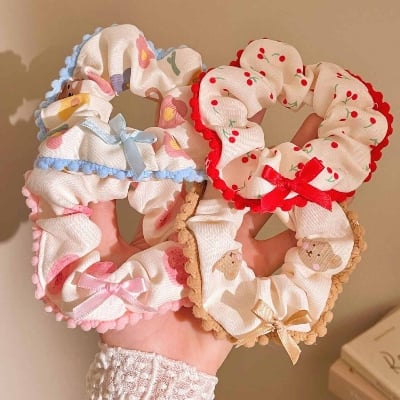Picture of 4Pcs Sweet Cute Hair Scrunchies Fashion Simple Basic Elastic Hair Bands Ponytail Holder Elegance Scrunchie Hair Tie For Girl Women - Multicolor