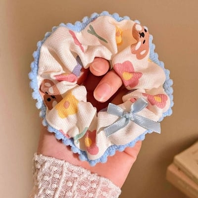 Picture of 4Pcs Sweet Cute Hair Scrunchies Fashion Simple Basic Elastic Hair Bands Ponytail Holder Elegance Scrunchie Hair Tie For Girl Women - Multicolor