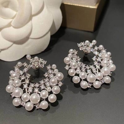 Picture of Moon Star Pearl Earrings for Women – Stylish & Elegant Jewelry - Cream
