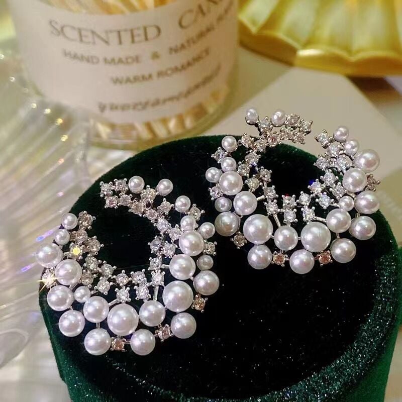 Picture of Moon Star Pearl Earrings for Women – Stylish & Elegant Jewelry - Cream