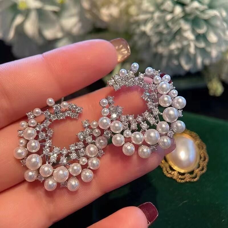 Picture of Moon Star Pearl Earrings for Women – Stylish & Elegant Jewelry - Cream