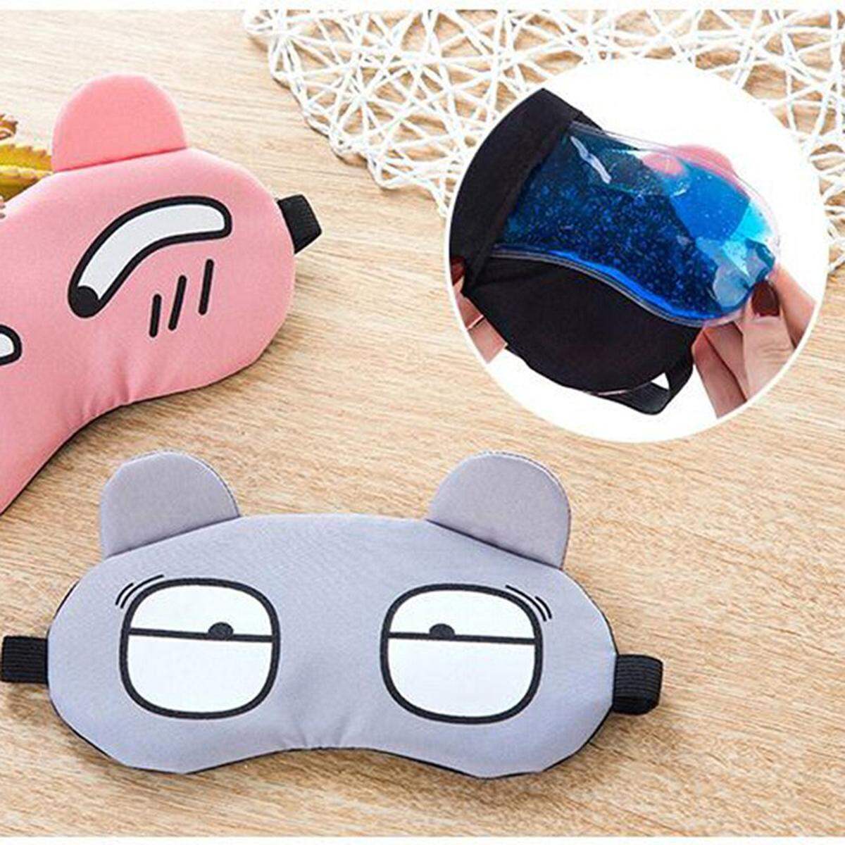Picture of 3 in 1 Sleeping Eye Mask Soft Padded Sleep Travel Shade Cover with Cooling Gel Pad Travel Rest Eye Shade Cover Blindfold - Multicolor