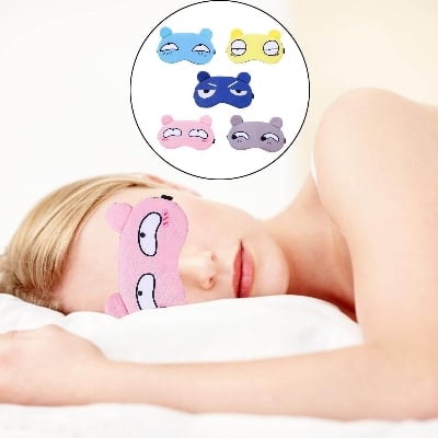 Picture of 3 in 1 Sleeping Eye Mask Soft Padded Sleep Travel Shade Cover with Cooling Gel Pad Travel Rest Eye Shade Cover Blindfold - Multicolor