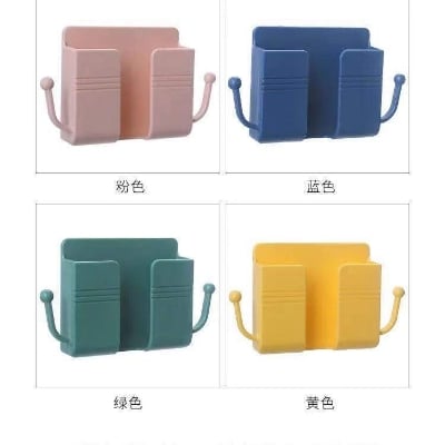 Picture of Multi-function Organizer Wall Holder With Glu Sticker, Storage Box, Remote Control, Mobile Phone Plug - Multicolor