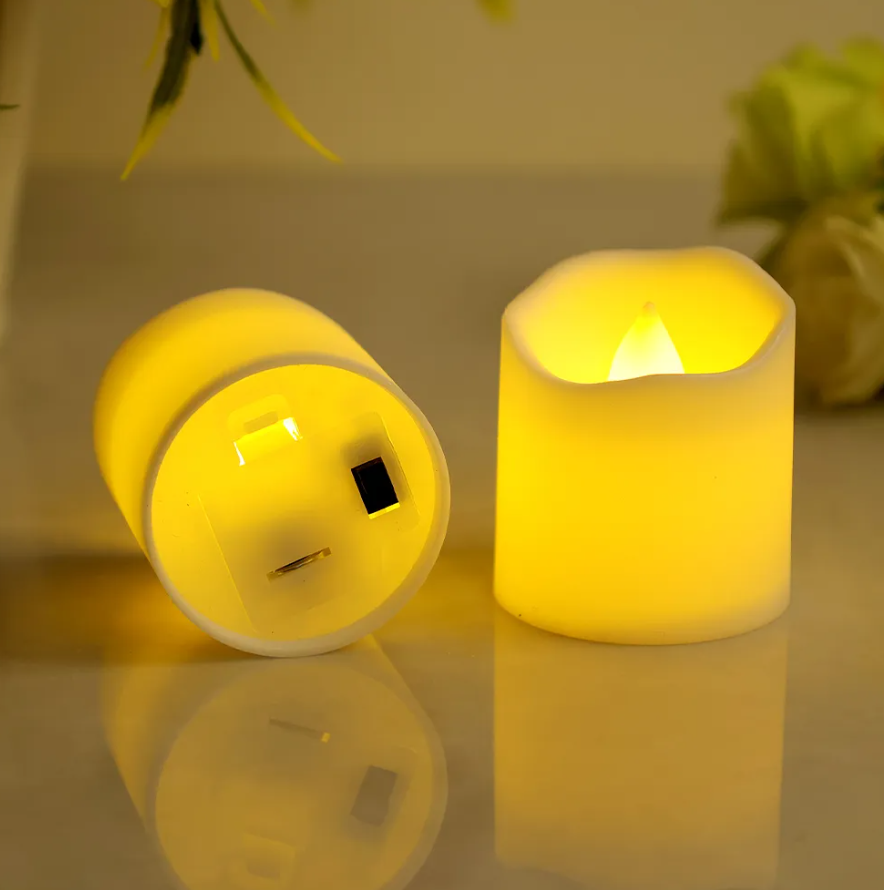 Picture of 2Pcs Wave Mouth LED Electronic Candles Creative Birthday Party Decoration Candle Lights Wedding Lights - White