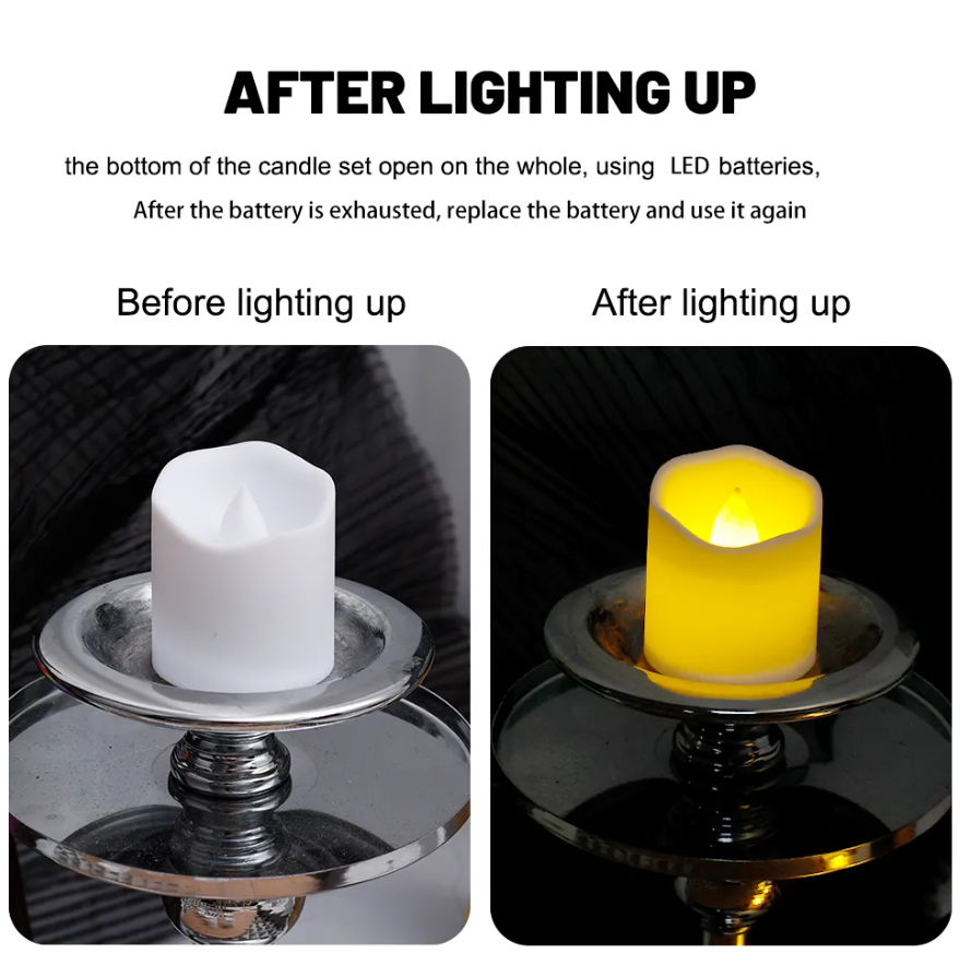 Picture of 2Pcs Wave Mouth LED Electronic Candles Creative Birthday Party Decoration Candle Lights Wedding Lights - White