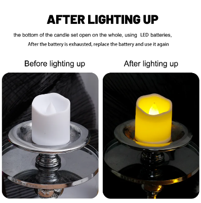 Picture of 2Pcs Wave Mouth LED Electronic Candles Creative Birthday Party Decoration Candle Lights Wedding Lights - White