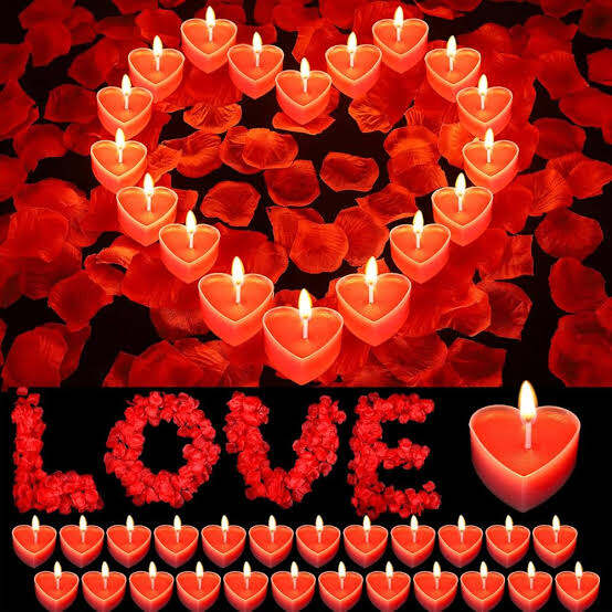 Picture of 50Pcs Heart Shaped Unscented Tealight Candles, Long Lasting, Smokeless & Dripless for Mood, Romantic Decor, Pool, Dinners - Red