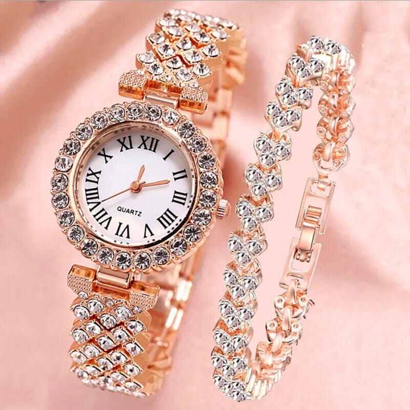 Picture of Stylish Watch & Bracelet Combo Pack – Fashion Accessories for Women & Girls - Gold