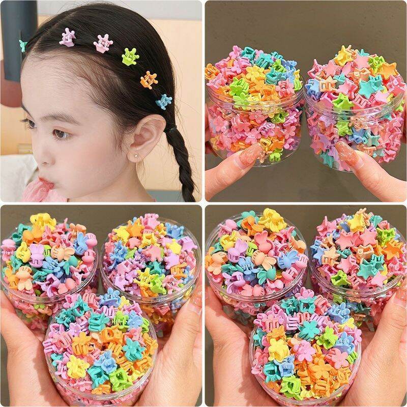 Picture of 1 Box Cute Mini Hair Claw Clips for Girls – Candy Color Flower & Star Hairpins Box Set | Korean Hair Accessories - Multicolor