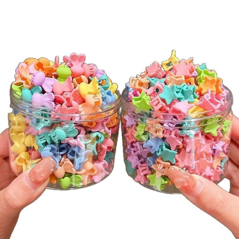Picture of 1 Box Cute Mini Hair Claw Clips for Girls – Candy Color Flower & Star Hairpins Box Set | Korean Hair Accessories - Multicolor