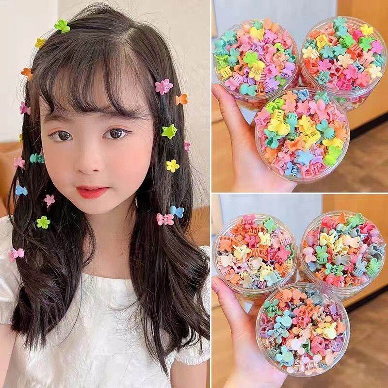 Picture of 1 Box Cute Mini Hair Claw Clips for Girls – Candy Color Flower & Star Hairpins Box Set | Korean Hair Accessories - Multicolor