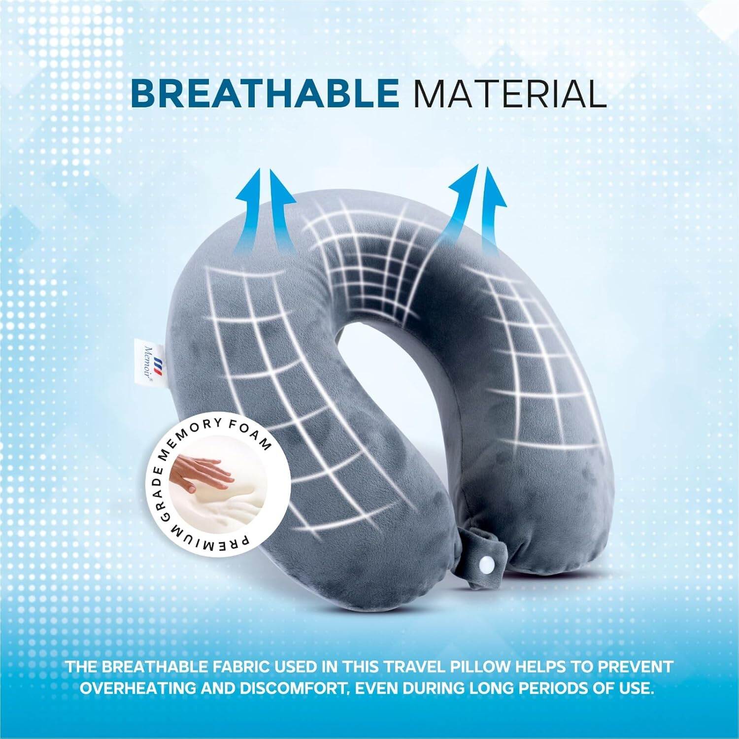 Picture of Comfortable Travel Neck Pillow | Soft Fabric | Neck Support | Round Shape | Soft Velvet Cover | Men & Women - Black