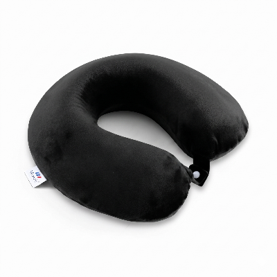Picture of Comfortable Travel Neck Pillow | Soft Fabric | Neck Support | Round Shape | Soft Velvet Cover | Men & Women - Black