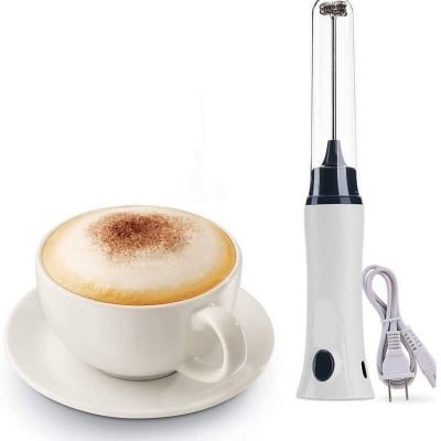 Picture of Rechargeable Hand Liquid  Mixer / Coffee Maker / Juice Maker with Charging Cable - White