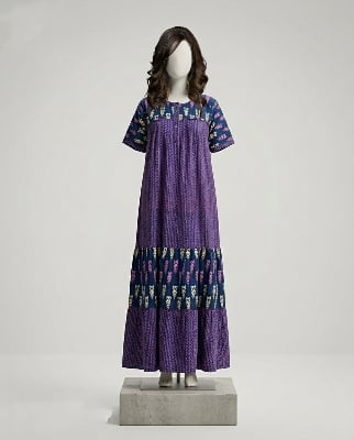 Picture of Aarong Stylish Cotton Maxi Dress for Women – Breathable Soft Fabric | Comfortable Home & Casual Wear - Multicolor