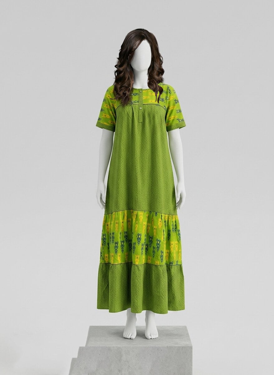 Picture of Aarong Stylish Cotton Maxi Dress for Women – Breathable Soft Fabric | Comfortable Home & Casual Wear - Multicolor