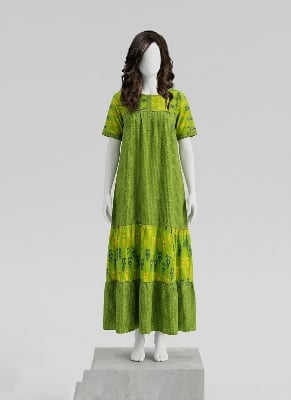 Picture of Aarong Stylish Cotton Maxi Dress for Women – Breathable Soft Fabric | Comfortable Home & Casual Wear - Multicolor