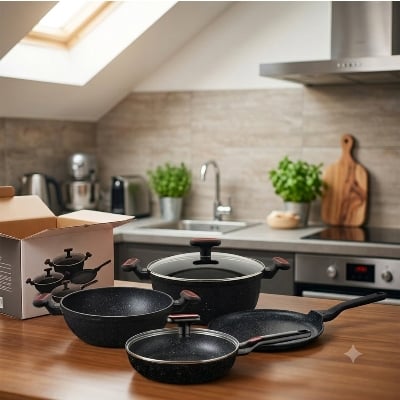 Picture of Kiam Essential Die Cast 7 Pieces Induction Compatible  Cookware Set 