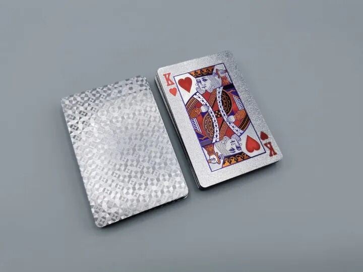 Picture of Luxury Silver Foil Waterproof Playing Cards – Premium Plastic Poker Deck for Card Games, Party Entertainment, Magic Tricks, Gift Collection & Family Fun Silver
