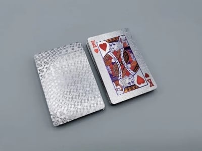 Picture of Luxury Silver Foil Waterproof Playing Cards – Premium Plastic Poker Deck for Card Games, Party Entertainment, Magic Tricks, Gift Collection & Family Fun Silver