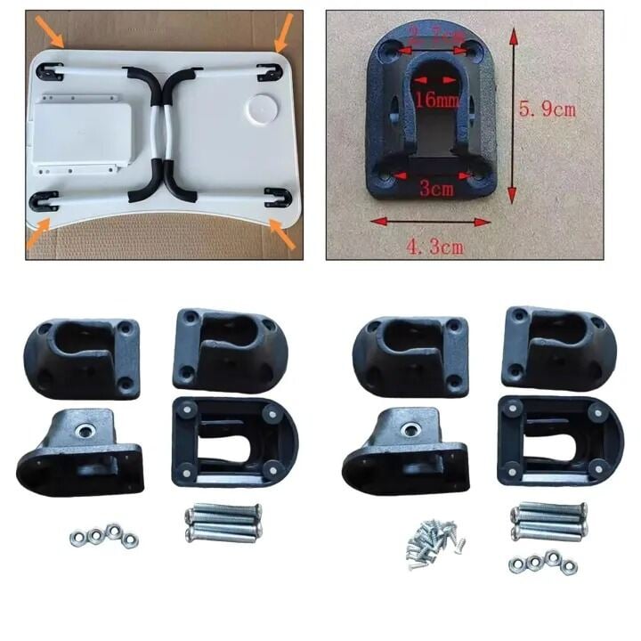 Picture of Full Set 4Pcs Laptop Table Leg Brackets with Connector Screw | Foldable Laptop Table Repair Kit | Furniture Fittings & Replacement Parts for Portable Lap Desk & Folding Table Black