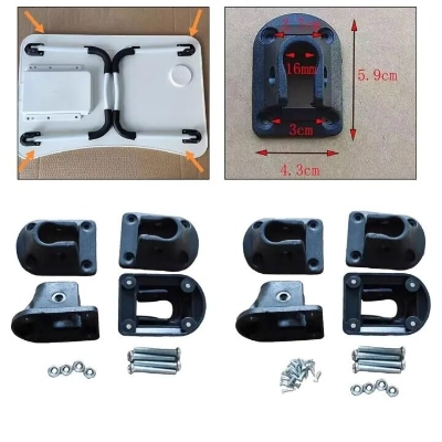 Picture of Full Set 4Pcs Laptop Table Leg Brackets with Connector Screw | Foldable Laptop Table Repair Kit | Furniture Fittings & Replacement Parts for Portable Lap Desk & Folding Table Black