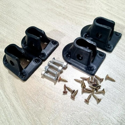 Picture of Full Set 4Pcs Laptop Table Leg Brackets with Connector Screw | Foldable Laptop Table Repair Kit | Furniture Fittings & Replacement Parts for Portable Lap Desk & Folding Table Black