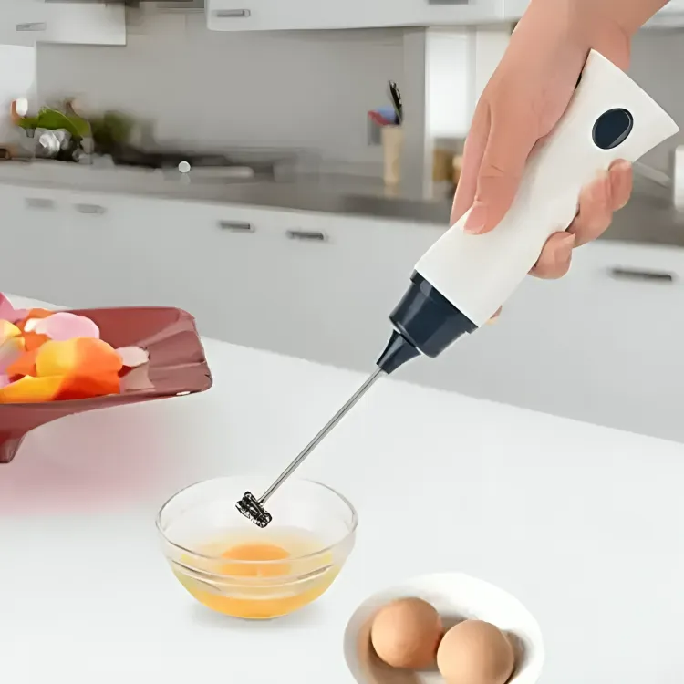 Picture of Handheld Electric Coffee Mixer Frother Automatic Milk Beverage Foamer Cream Whisk Cooking Stirrer Egg Beater with Cover Multicolor