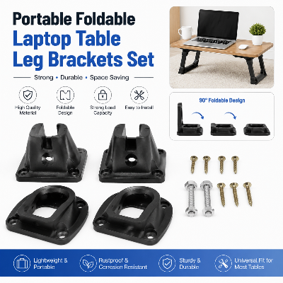Picture of Portable Foldable Laptop Table Leg Brackets Set – Heavy Duty Connector Hardware for DIY Laptop Desk, Study Table, Workstation & Space Saving Furniture 