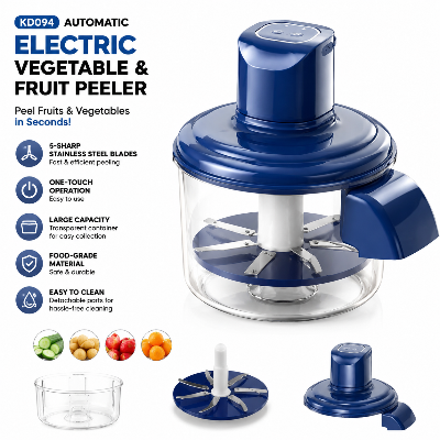 Picture of KD094 Automatic Electric Vegetable & Fruit Peeler | Rechargeable USB Electric Peeling Machine for Garlic, Cherry Tomato, Grapes, Kiwi & Small Fruits | Fast One-Click Kitchen Peeler Tool for Home Use Multicolor