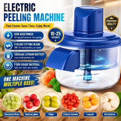 Picture of KD094 Automatic Electric Vegetable & Fruit Peeler | Rechargeable USB Electric Peeling Machine for Garlic, Cherry Tomato, Grapes, Kiwi & Small Fruits | Fast One-Click Kitchen Peeler Tool for Home Use Multicolor