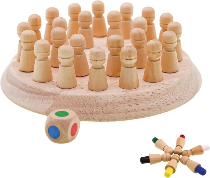Picture of Wooden Memory Chess Matching Game Board – Educational Brain Training Puzzle Toy for Kids & Adults, Memory Improvement Learning Game Multicolor